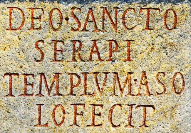 Detail of a tablet recording the constructions of a temple in honour of the Egyptian god Serapis