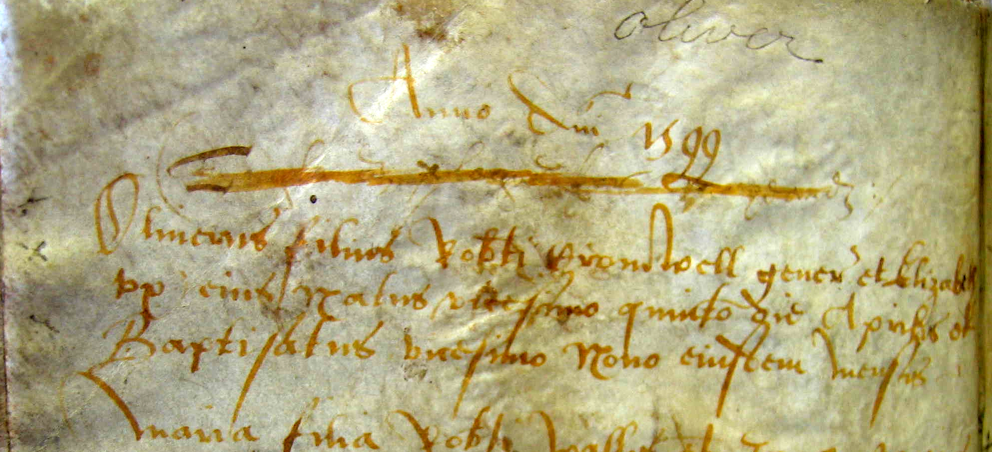 An image of Oliver Cromwell’s baptism record