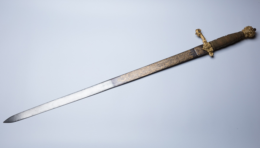 Oliver Cromwell's Ceremonial Sword decorated with gold inlay