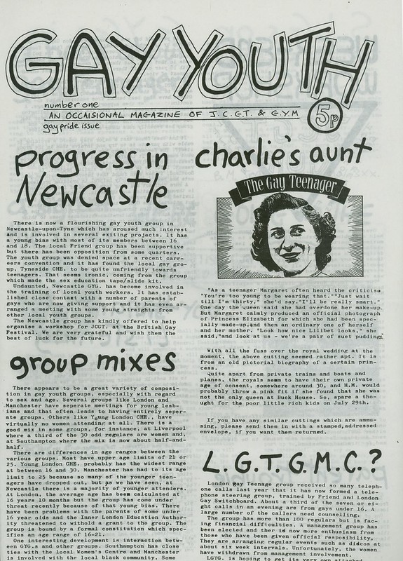 Front cover of Pride issue of Gay Youth magazine