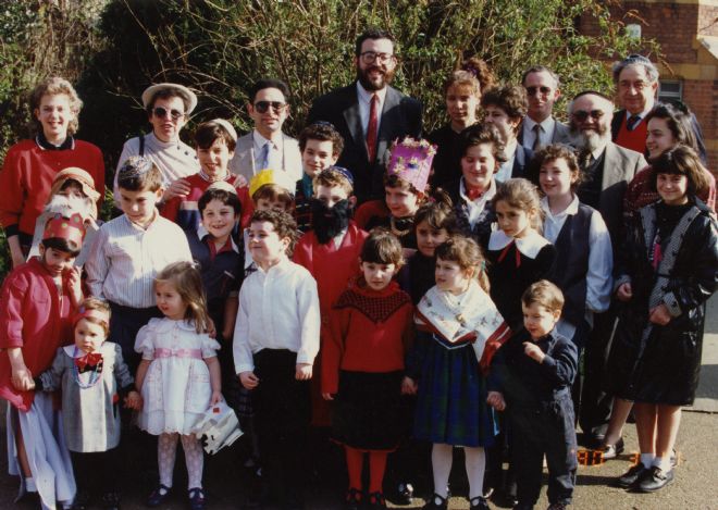 Colour photograph showing a group of pupils and teachers from Hull Hebrew Communal School