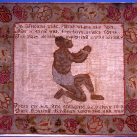 Abolition Tapestry With First Verse of Song by John Collins, 1804