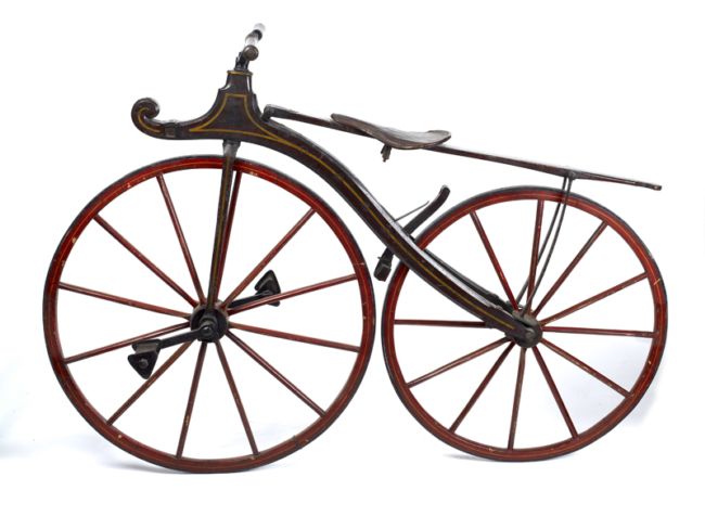 The Boneshaker, early cycle with pedals attached to front wheel