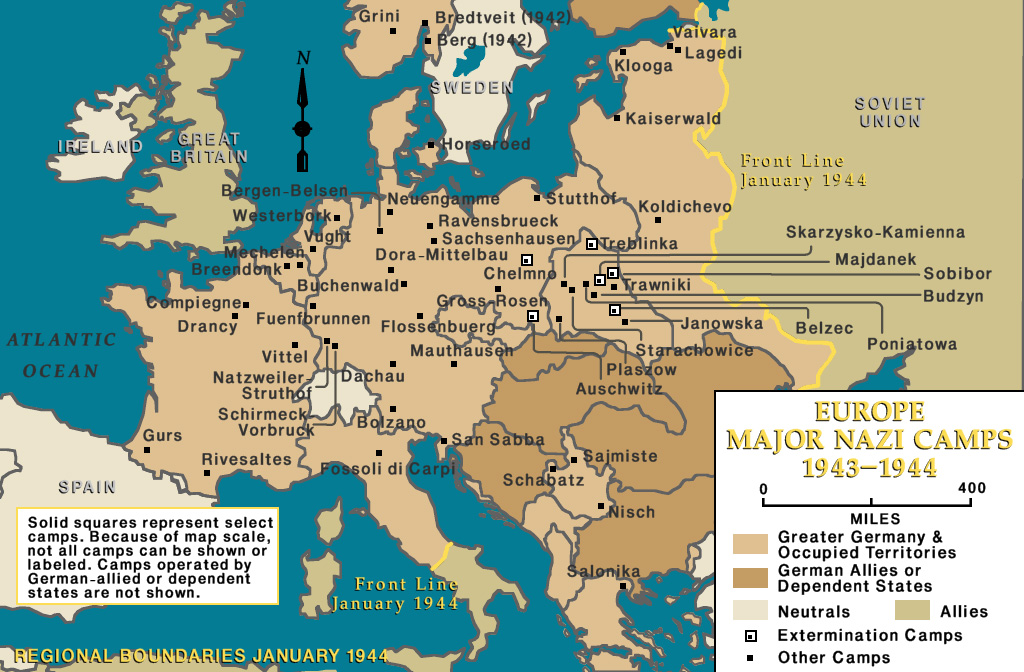 Map Showing Major Nazi Camps 1943-44