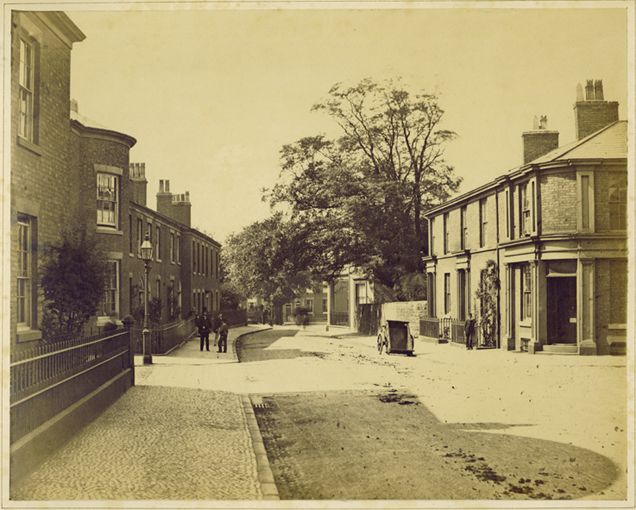 Avenham Lane, Preston was a wide street with grand houses in 1862.
