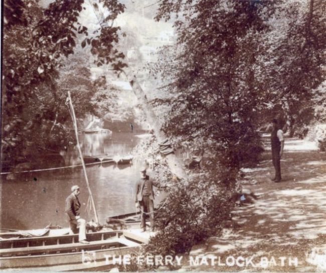 Black and white images showing two men on a wooden boat at the side of the river
