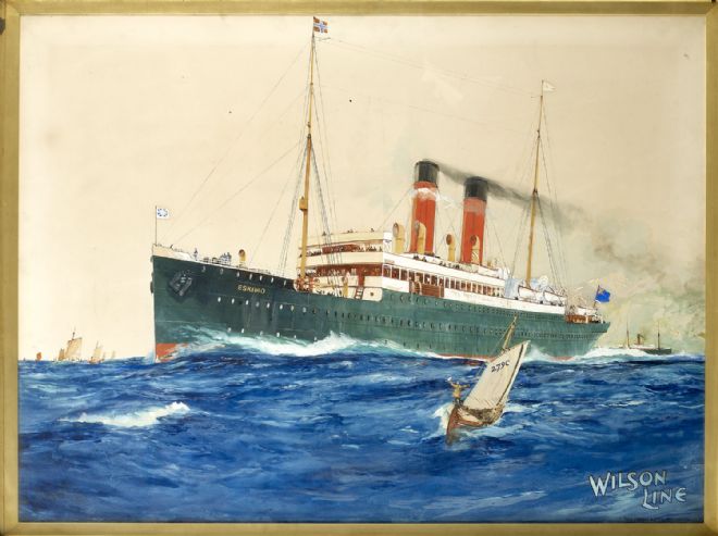 Poster showing the Wilson Line Ship the SS Eskimo
