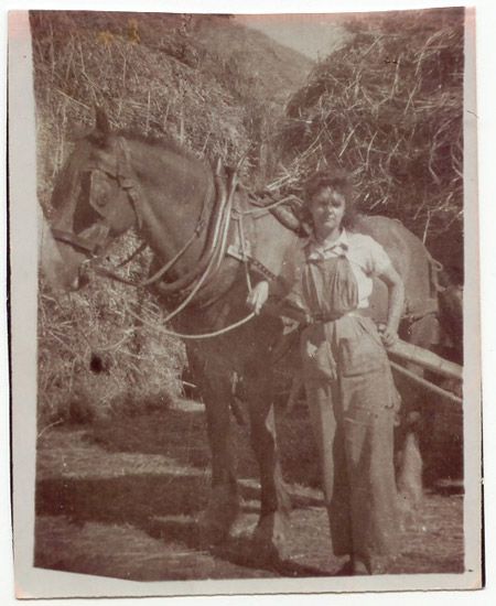 Land army girl with a horse