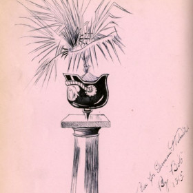 Cartoon captioned: ‘New use for a German Helmet. By Bob, 1915’. 