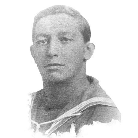 Black and white photograph of a man dressed in naval uniform