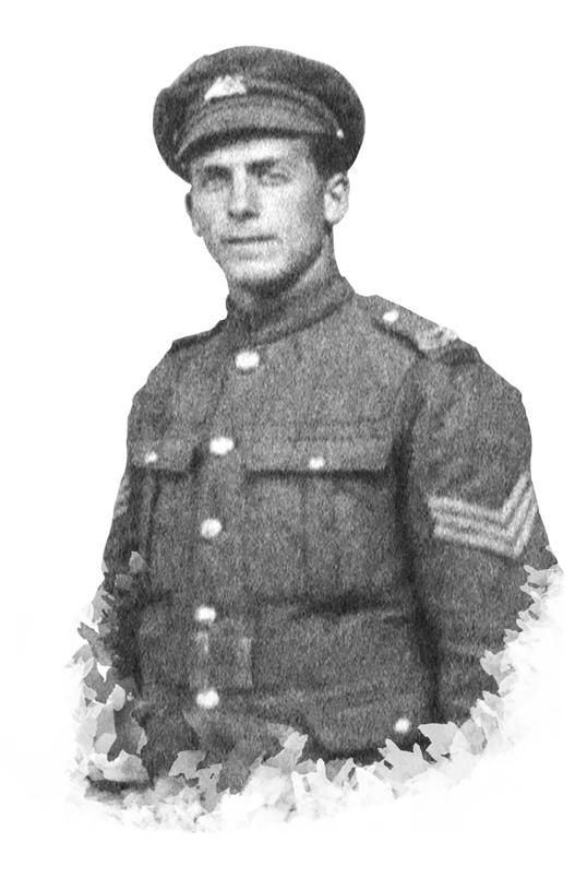 Black and white image of young WW1 soldier in uniform