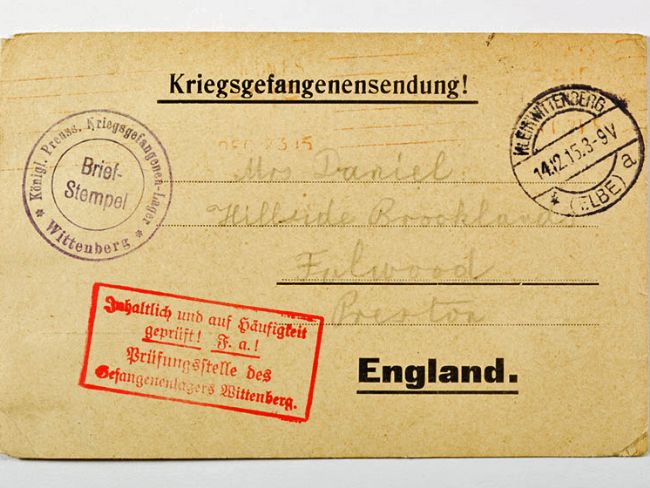 Acknowledgement card sent from Germany from a local Soldier called Knowles for the parcel he received